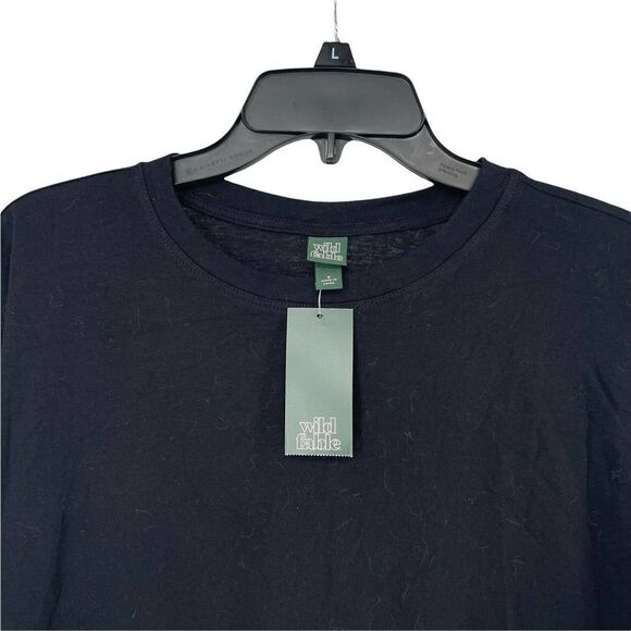 Black Iridescent Sequin Short Sleeve Top Drop Shoulder Womens Size S Wild Fable - Picture 6 of 8